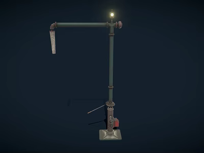 Public Street Lighting Facility With Extended Arm And Base Structure 3d model