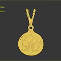 Gold Pendant Necklace With Circular Shape And Floral Engraved Design