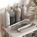 Minimalist Decorative Ornament Set With Vase Dried Pampas Grass Bottles On Display Shelf