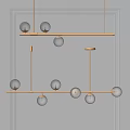 Modern Linear Chandelier with Gold Metal Rods and Transparent Spherical Bulbs for Contemporary Interiors