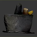 Traditional Stone Mortar Pestle Kitchen Essential for Grinding Herbs on White Pad