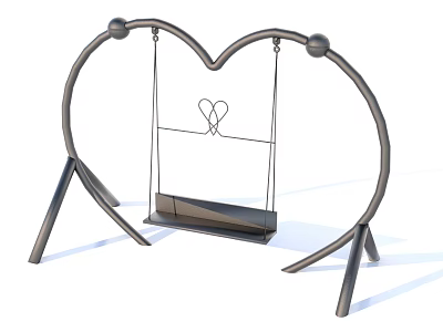 Heart Shaped Outdoor Garden Swing Ornament with Metal Frame and Small Heart Accents 3d model