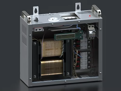 Industrial Equipment With Metal Enclosure Internal Coils Wiring System And Control Panel 3d model