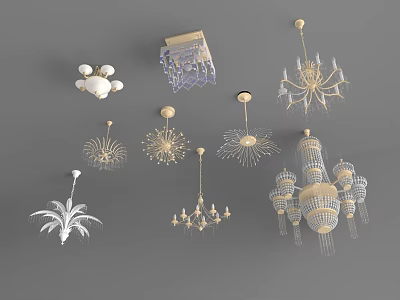 Various Decorative Chandeliers With Different Designs And Styles For Home Interior 3d model