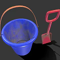 Sports Equipment Set With Blue Plastic Bucket And Red Shovel For Outdoor Sports Activities