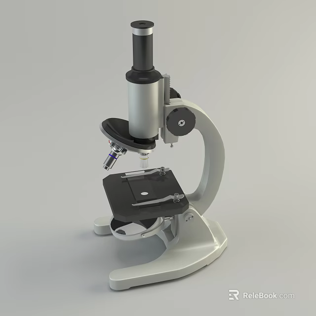 Commercial Microscope Equipment With High Precision Optics And Adjustable Stage 3d model 