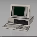 Vintage Desktop Computer Setup With Green Screen Monitor Keyboard And Main Unit