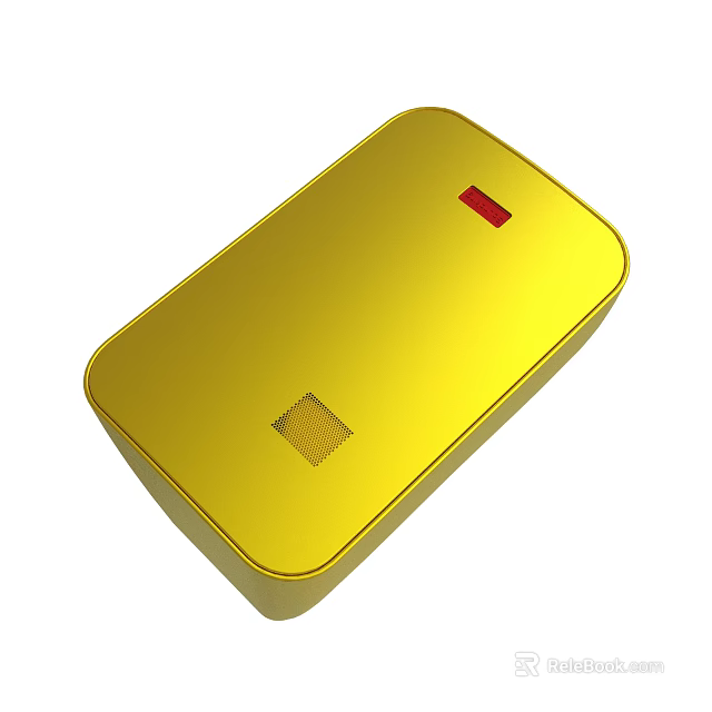 Golden Electronic Device With Red Indicator Light And Card Slot Surface 3d model