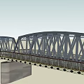 Metal Truss Bridge Design With Railings And Steel Framework Structure 3d model