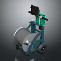 Mobile Cable Reel With Green Frame Black Control Panel And Wheels 3d model