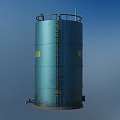 Blue Nitric Acid Storage Tank With Molecular Structure And Metal Ladder