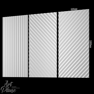 White Decorative Wall Panels With Vertical And Diagonal Striped Patterns For Modern Interior 3d model
