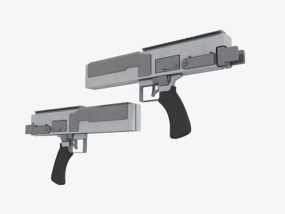 Futuristic Gray And Black Guns With Rectangular Design And Modern Features 3d model
