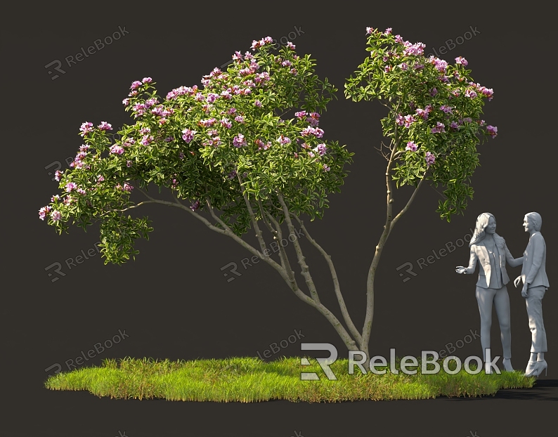 Flower border, flower tree, tree pool, flower bed, landscape, tree cluster, solitary tree planting model