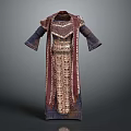 Traditional Robe With Intricate Patterns Dark Base And Red Gold Decorative Details