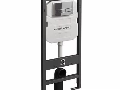 Geberit Wall Hung Toilet With White Cistern And Black Frame Design 3d model