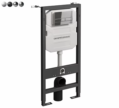 Geberit Wall Hung Toilet With White Cistern And Black Frame Design 3d model
