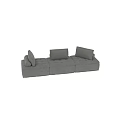 Modern Three Seater Sofa With Grey Fabric Cushions And Modular Design 3d model