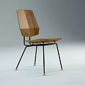 Modern Office Chair With Wooden Backrest And Black Metal Legs Design
