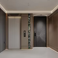 Modern Elevator Interior Design With Wooden Walls Marble Accents And Control Panel 3d model