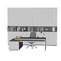 Modern Office Desk With White Cabinets Books And Decorative Items