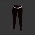 Black Slim Fit Pants Featuring White Belt For Casual Daily Outfit