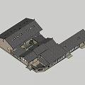 Ancient Traditional Architecture Design With Multiple Connected Roofs And Central Courtyard