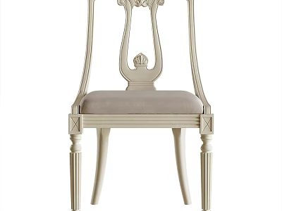 Elegant Classical Single Chair With Carved Backrest And Upholstered Seat Cushion 3d model