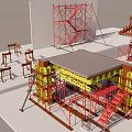 Building Components 3D Model Featuring Scaffolding Staircase Metal Frames And Support Structures 3d model