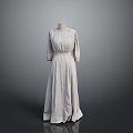 Elegant Vintage Lace Long Dress With Three Quarter Sleeves And Pleated Design