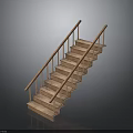 Sturdy Wooden Staircase With Handrail And Solid Steps For Indoor Use 3d model