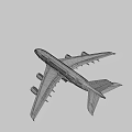 White Commercial Passenger Airplane with Four Engines Wings Tail and Landing Gear in Flight