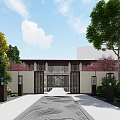 Garden Landscape Design With Lush Lawn Colorful Trees Rock Formations Stone Steps And Pavilion