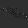 Black and Gold Sniper Rifle With Scope And Detailed Design Components