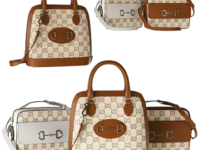 Various Stylish Handbags with Classic Pattern Metal Buckle in Beige Brown White Colors Top Handle 3d model