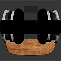 Black Computer Headphones With Wooden Base Stand For PC Accessories