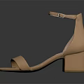 Simple Design Beige Sandals With Ankle Strap And Block Heel For Everyday Wear