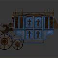 Vintage Blue And Gold Ornate Carriage With Decorative Wheels And Classic Design