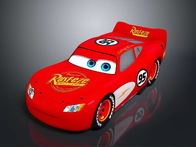 Red Cartoon Race Car With Blue Eyes Rust-eze Logo And Number 95 On Body 3d model