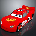 Red Cartoon Race Car With Blue Eyes Rust-eze Logo And Number 95 On Body