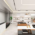 Modern Shoe Store Interior With Display Shelves And Showcased Shoes