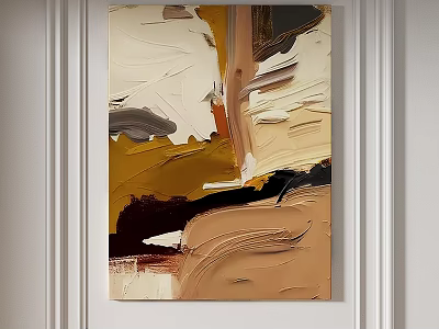 Modern Abstract Painting With Thick Textured Brushstrokes And Warm Beige Yellow Brown Tones 3d model