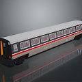 Modern Silver Gray Train Carriage With Red Stripe And Multiple Windows 3d model