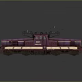 Vintage Purple Train Locomotive With Dual Pantographs And Yellow Stripes