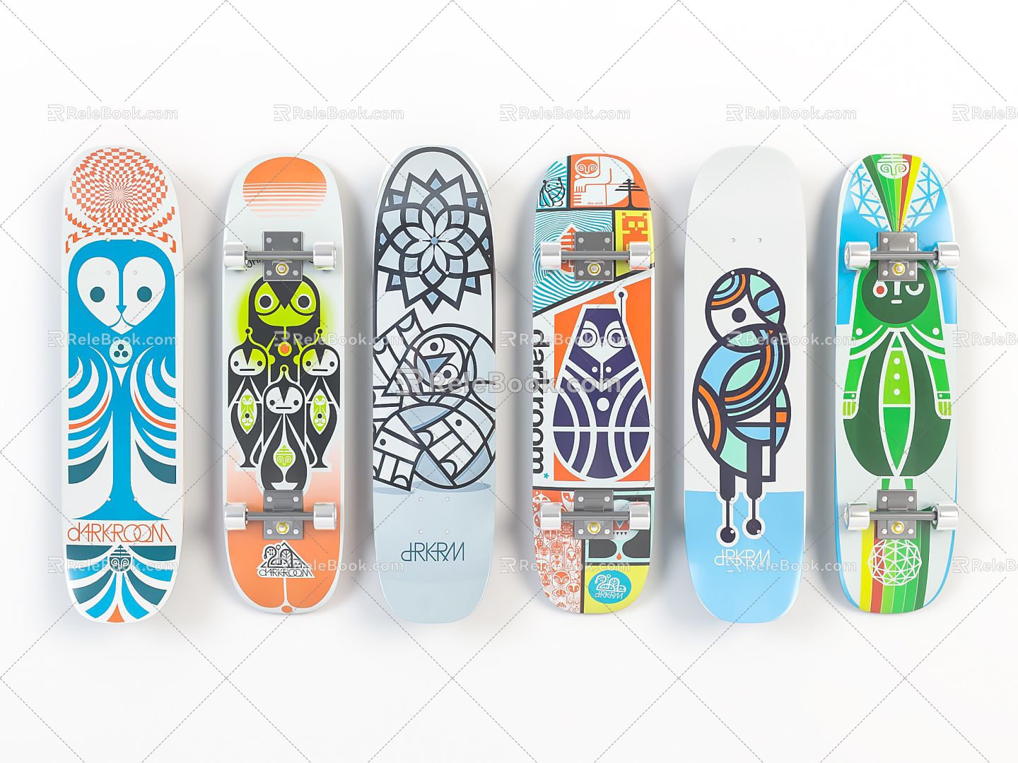 Modern skateboard home decoration skateboard beauty Chen pendant 3d model