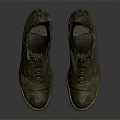Vintage High Heel Lace Up Boots With Metallic Finish And Wrinkled Surface