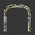 Decorative White Frame Flower Arch With Colorful Flowers And Green Leaves