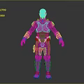 Futuristic 3D Character with Red Head Wearing Silver and Black Armor