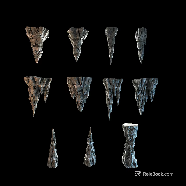 Various Stone And Wood Decorative Shapes For Interior Design Projects 3d model 