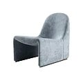 Modern Gray Velvet Single Sofa With Curved Backrest For Interior Design 3d model
